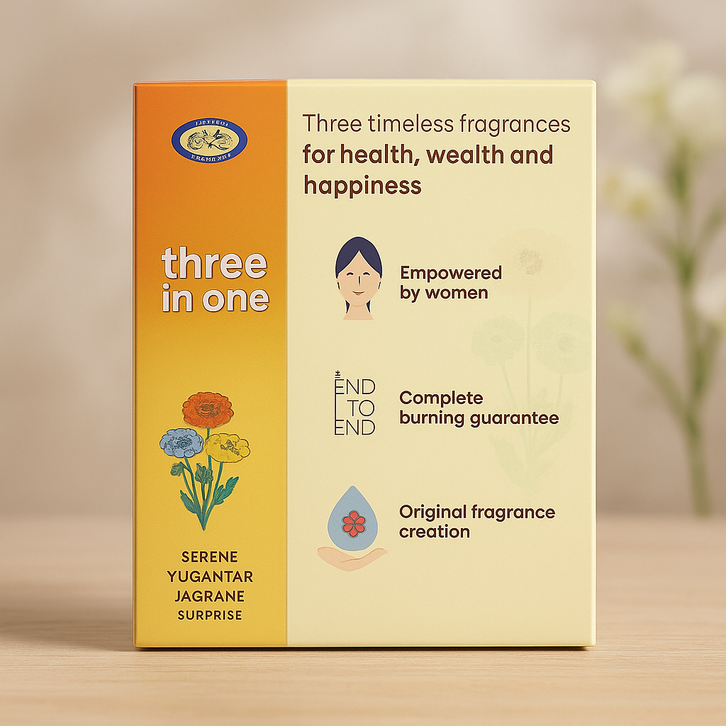 Three in One Agarbatti Combo - Pack of 2 (250gm per Pack)